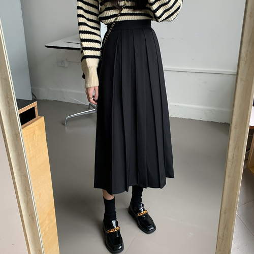 Autumn and winter classic solid color pleated long skirt OL temperament women's skirt makes you look slimmer and taller