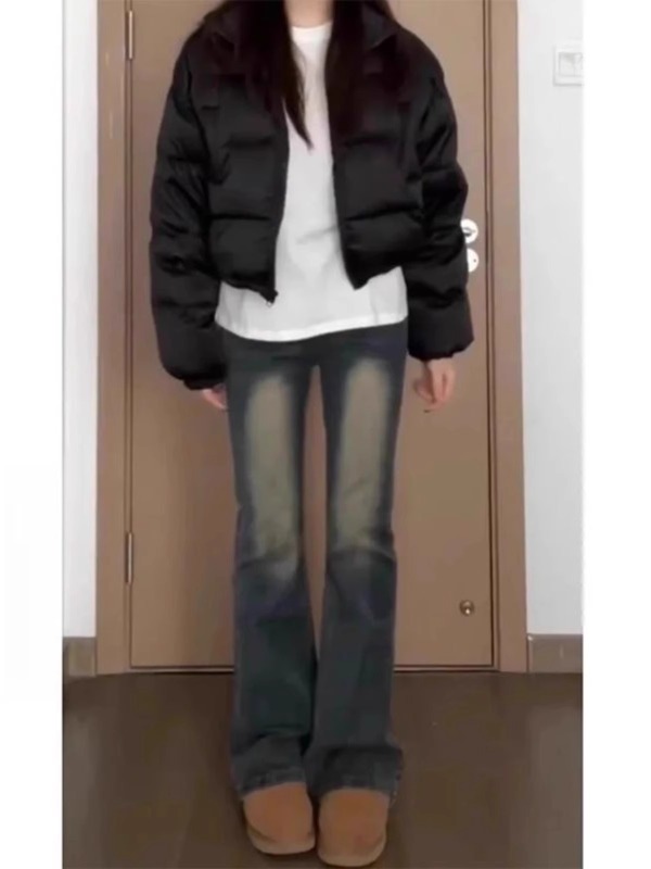 Retro bootcut jeans for women, new large size, fat mm, pear-shaped figure, high waist, elastic slimming, flared trousers