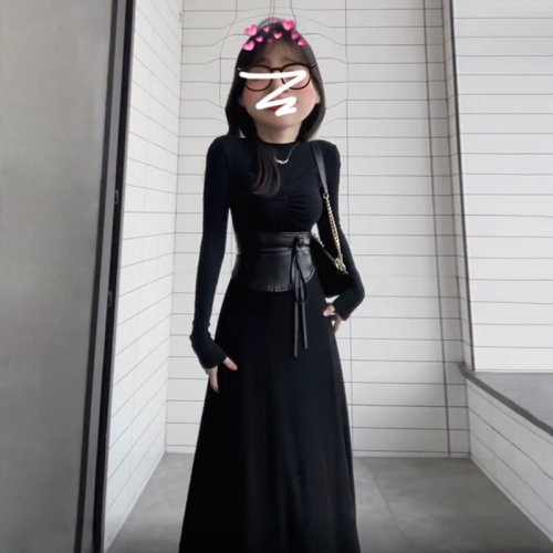 American Retro Fitted Sexy Black Knit Dress for Women - New Fall/Winter Collection - Slimming Waist Fish Tail Long Dress - Trendy