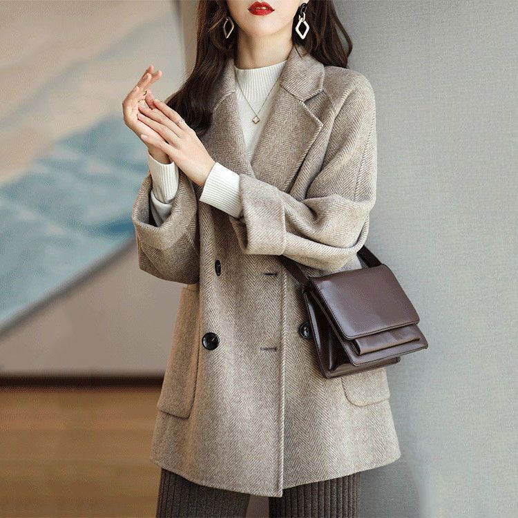 Women's autumn and winter new style loose, slim and versatile woolen coat with cotton and no cotton woolen coat