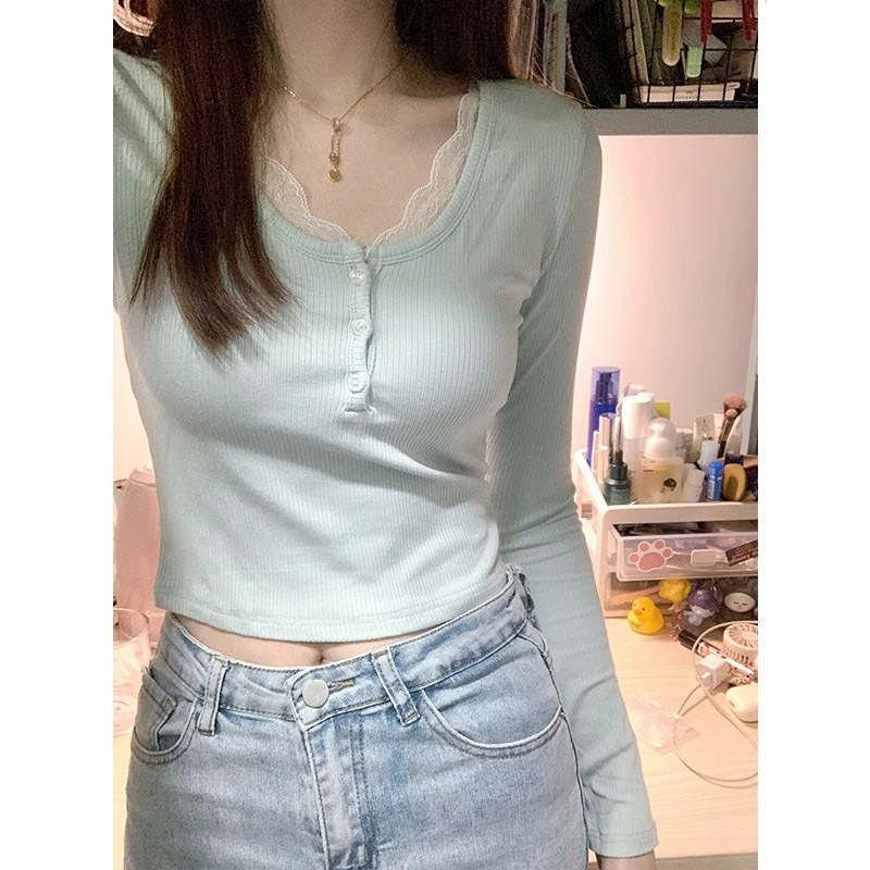 French pit long-sleeved T-shirt Korean style women's trendy spring and autumn thin slim fit elegant mesh bottoming shirt top