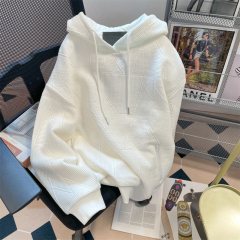 American trendy brand oversize waffle hooded sweatshirt for men and women in autumn and winter chic niche unique tops and jackets