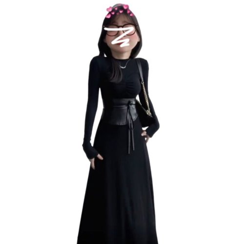 American Retro Fitted Sexy Black Knit Dress for Women - New Fall/Winter Collection - Slimming Waist Fish Tail Long Dress - Trendy