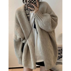 Cardigan knitted jacket for women early autumn new Korean version versatile lazy style sweater with gentle mid-length top