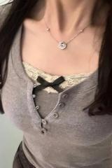 Pure desire tight-fitting V-neck long-sleeved T-shirt for women in autumn and winter new Korean style short bottoming shirt with lace small suspender top