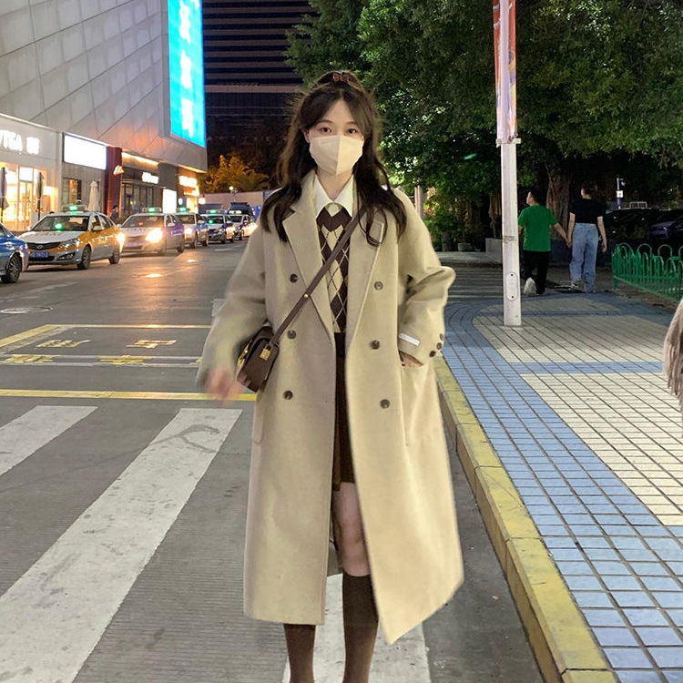 British Hepburn style autumn and winter new woolen coat for women, high-end woolen coat for small, medium and long Korean style women