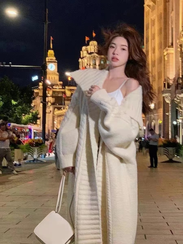 New Korean Style Fashionable Large Lapel Lazy Mid-Length Cardigan