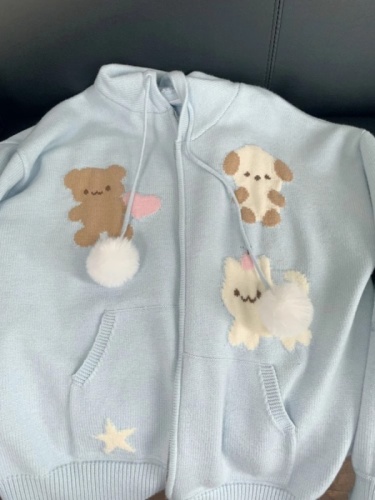 Kitten can't get enough original milk blue cute little animal sweater coat autumn and winter cardigan top knitted cardigan