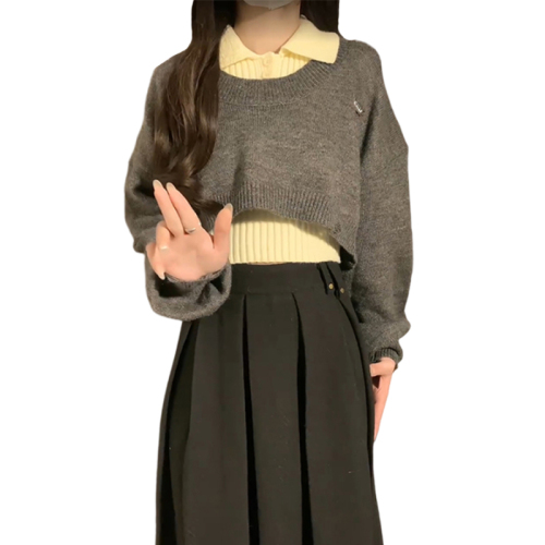 Wearing a black sweater dress for women 2024 new Korean style small preppy three-piece suit