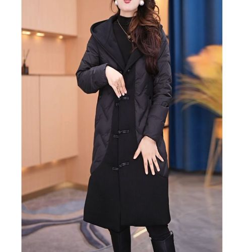 Official picture original fabric quality plus size women's thickened warm mid-length cotton jacket winter thin cotton coat