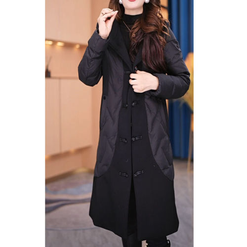 Official picture original fabric quality plus size women's thickened warm mid-length cotton jacket winter thin cotton coat