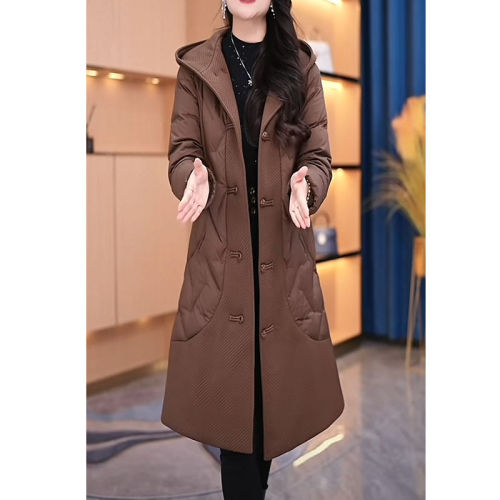 Official picture original fabric quality plus size women's thickened warm mid-length cotton jacket winter thin cotton coat