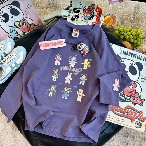 2024 Spring and Autumn Heavy Industry Embroidery Star Paw Dog Long Sleeve Inst Shirt Women's Bottoming Shirt Loose Top