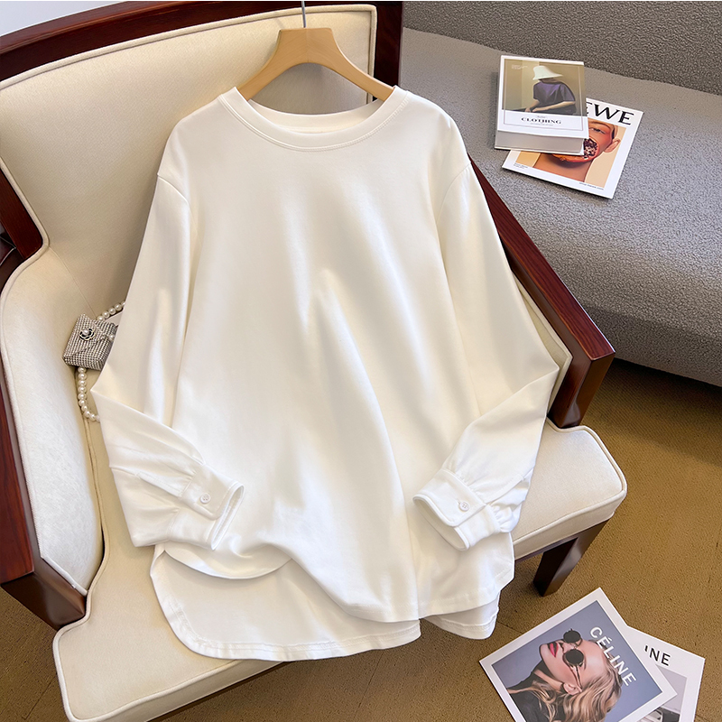 Autumn new Korean style loose lazy long-sleeved bottoming shirt simple and versatile casual T-shirt for women