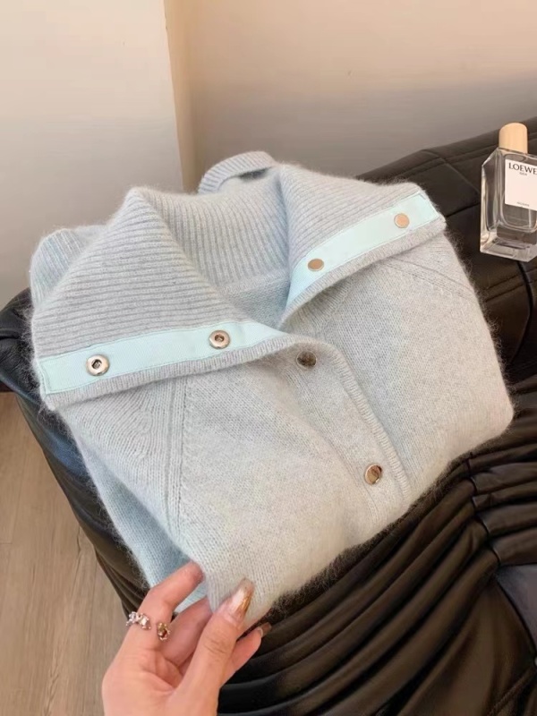 Cardigan women's lazy style turtleneck sweater coat autumn and winter thickened knitted cardigan top