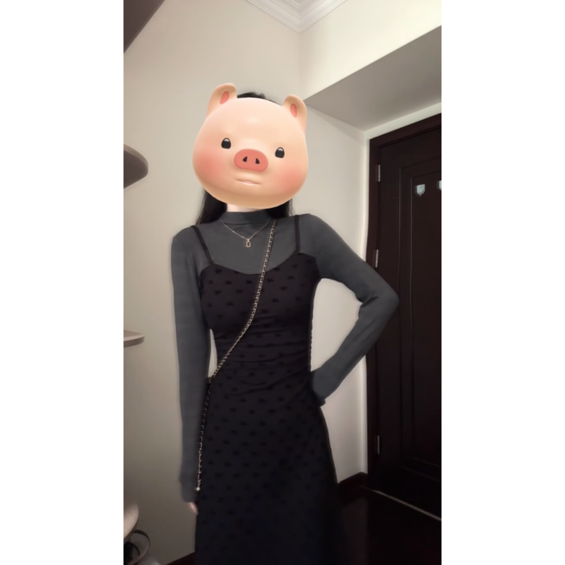 French fake two-piece half-high collar knitted dress for women early autumn 2024 new slim and elegant long skirt