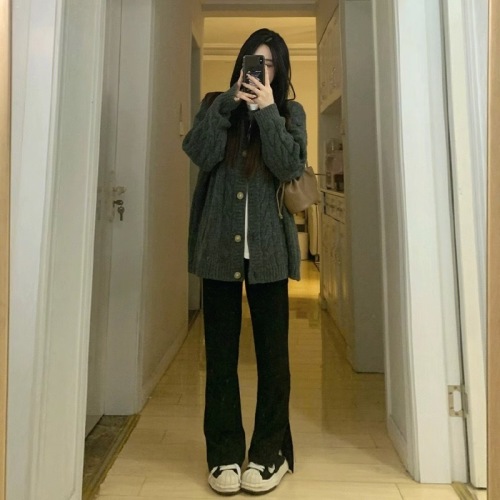 New autumn and winter lazy thickened coats, early autumn tops, winter wear, knitted cardigans and sweaters for women