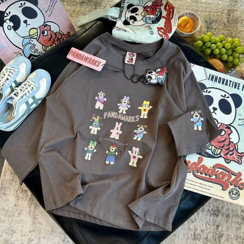 2024 Spring and Autumn Heavy Industry Embroidery Star Paw Dog Long Sleeve Inst Shirt Women's Bottoming Shirt Loose Top