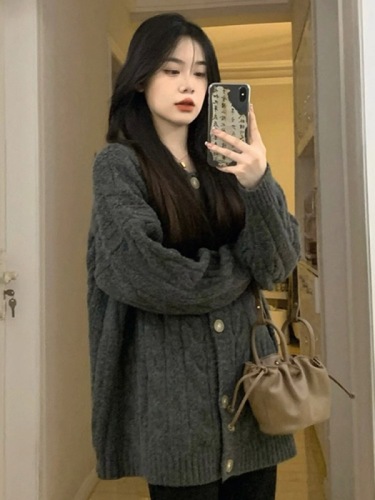 New autumn and winter lazy thickened coats, early autumn tops, winter wear, knitted cardigans and sweaters for women