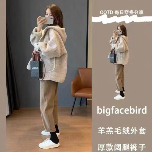 2024 hooded simple casual fashion cardigan little man top autumn and winter new plush sherpa jacket