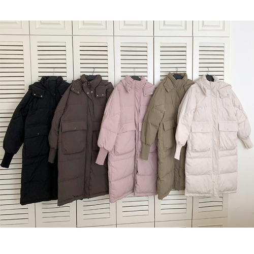 2024 winter new style mid-length down cotton coat for women Korean style large pocket hooded loose thickened ins cotton coat