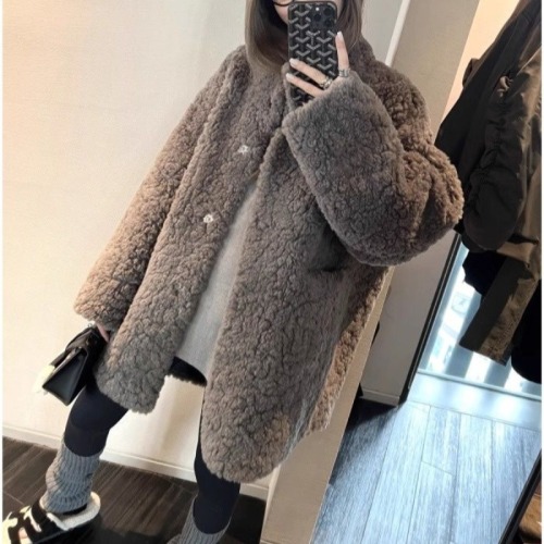 Lazy style mid-length fur coat all-in-one women's winter loose eco-friendly fur coat high fashion top trend