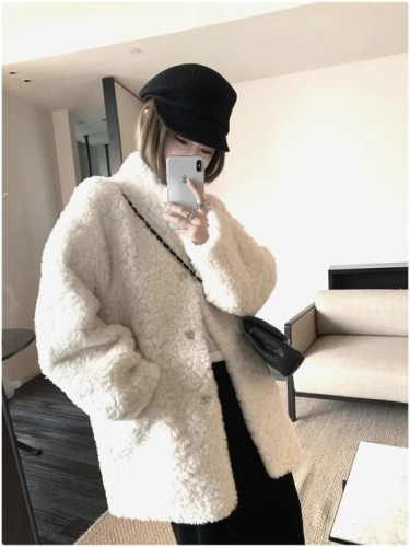 Lazy style mid-length fur coat all-in-one women's winter loose eco-friendly fur coat high fashion top trend