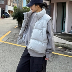 High-end high-collar vest jacket for women, autumn and winter design, loose outer wear, warm cotton clothing