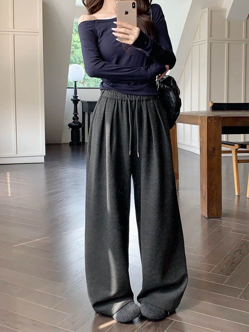 Women's Autumn/Winter New Loose Hiding Fat Wide Leg Straight Long Pant Ground Length Pants