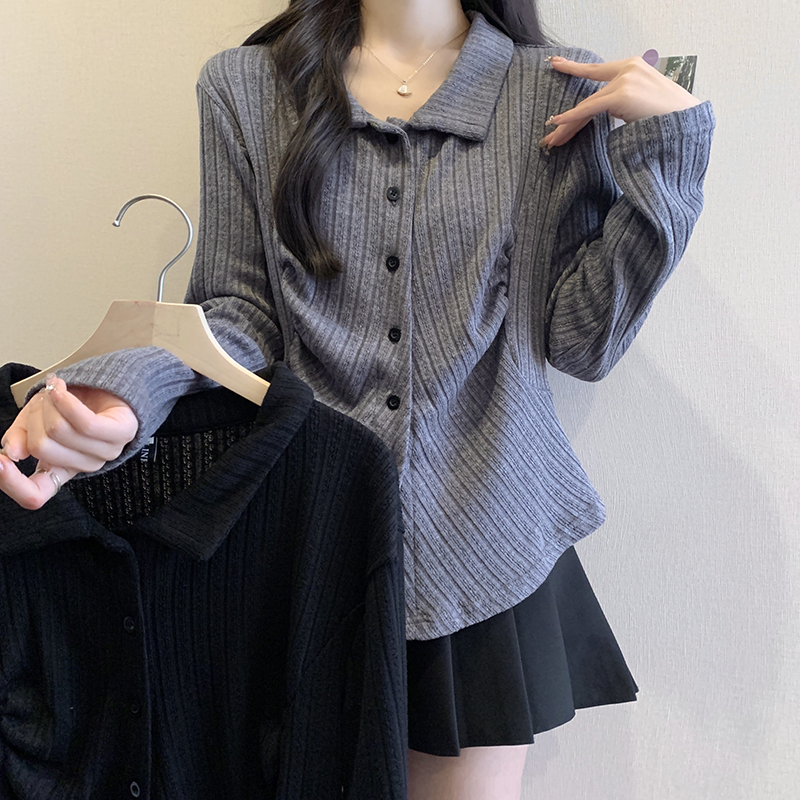 2024 new style fat mm plus size women's versatile slimming and flesh-covering long-sleeved cardigan tops