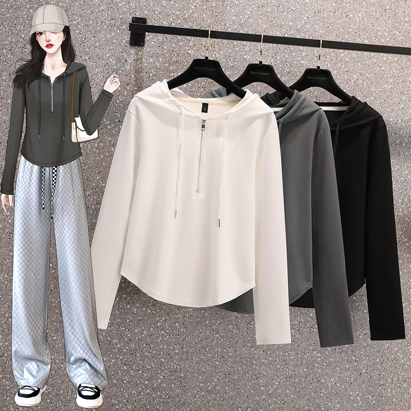 Plus size women's autumn new design casual sports style hooded sweatshirt