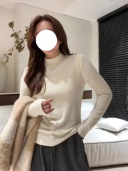 Large size double-sided velvet stand-up collar bottoming shirt long-sleeved T-shirt autumn 2024 new fat MM slimming and flesh-covering inner top