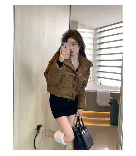 Short and petite design 2024 winter Korean style loose thickened bread jacket