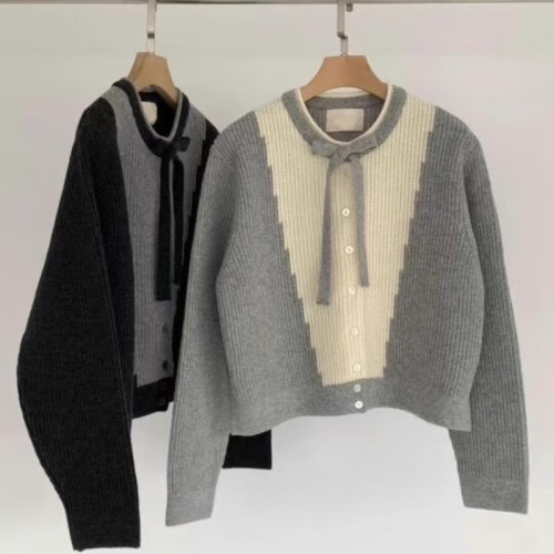 Autumn and winter new Korean wool lace-up bow sweater coat knitted cardigan for small people to wear