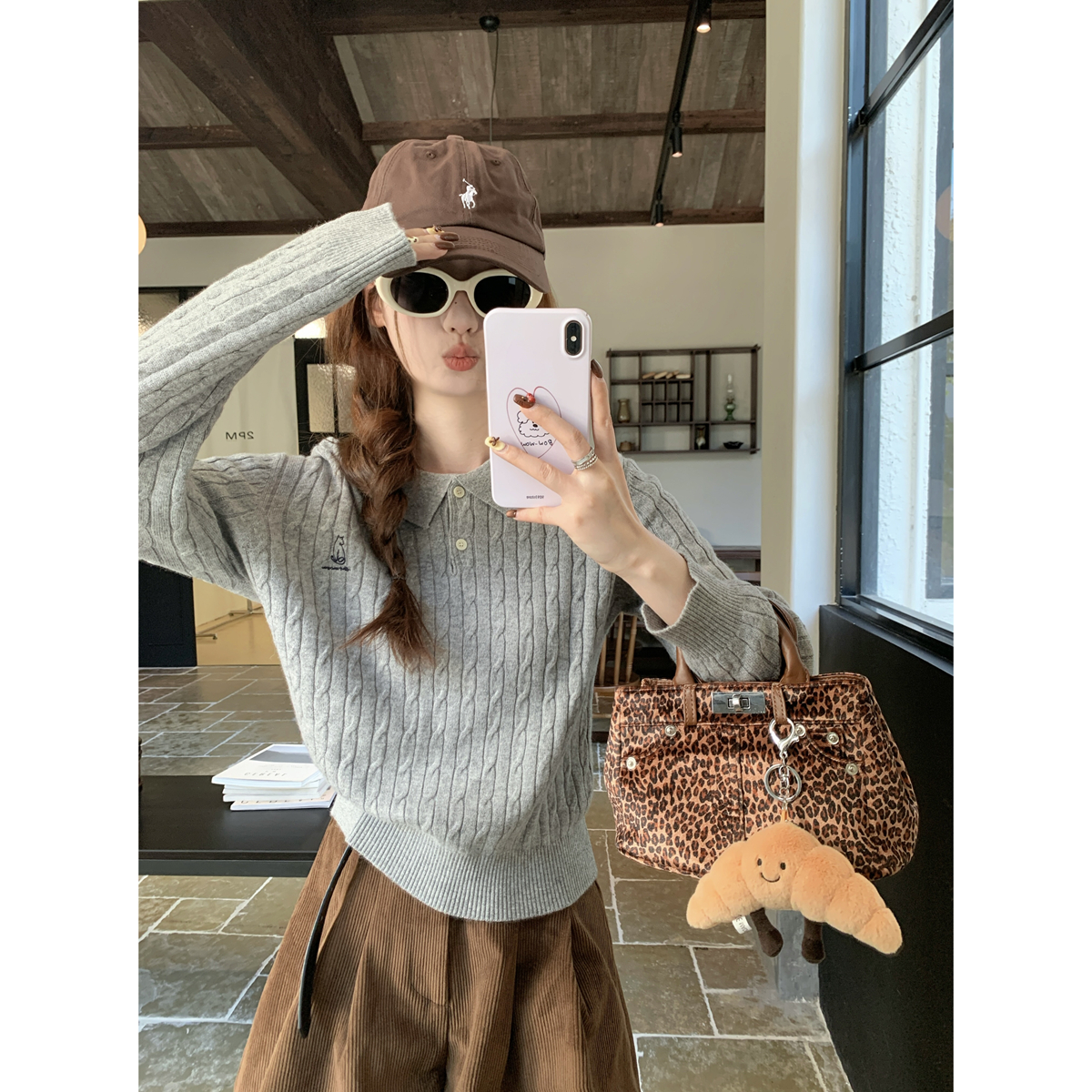 Real shot of autumn and winter Korean style button doll collar twist versatile 6 wool sweater with long-sleeved sweater for women