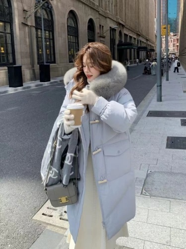 Bai Ling'er Korean mid-length down cotton coat 2024 new winter fashion loose cotton coat Korean style cotton coat