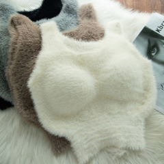 加絨加厚保暖背心仿狐狸毛2024新款防下垂收副乳美背帶胸墊內衣