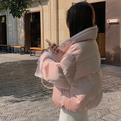 Milk fufu pink new style cotton stand collar bread coat thickened short coat winter coat for small people