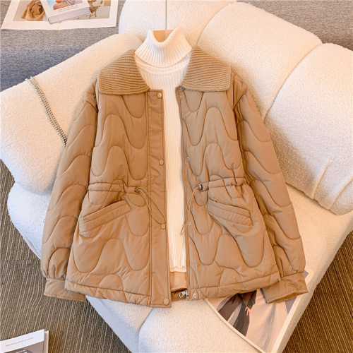 New down jacket women's short cotton jacket casual design versatile woven collar jacket