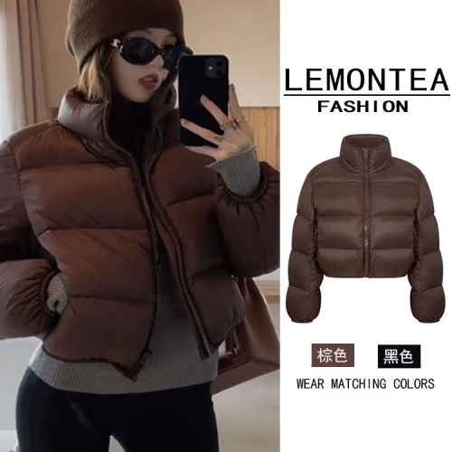 Brown short cotton coat for women 2024 winter new niche unique and unique thickened coat