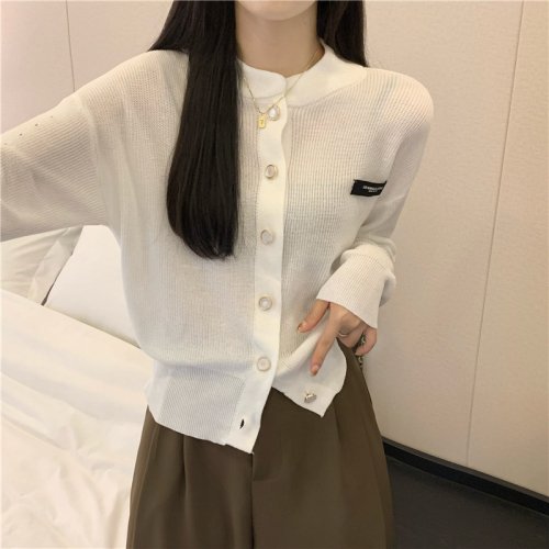 Real shot price Slim slim niche chic knitted cardigan sweater women's jacket top