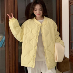 Milky Korean style loose and trendy rhombus thin cotton coat for men and women 2024 winter small lazy slim coat