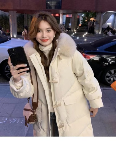 Bai Ling'er Korean mid-length down cotton coat 2024 new winter fashion loose cotton coat Korean style cotton coat