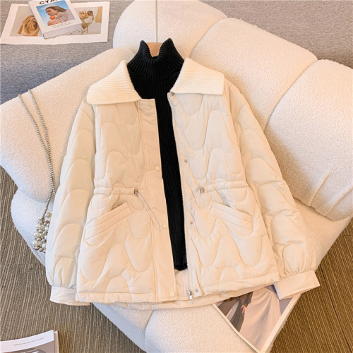 New down jacket women's short cotton jacket casual design versatile woven collar jacket