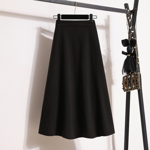 Fat mm autumn and winter clothing to slim down and reduce age, simple and versatile high-waisted A-line mid-length umbrella skirt