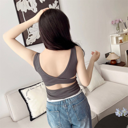 Price~Winter cotton vest slimming back hollow design with built-in breast pad underwear for women