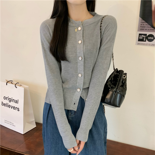 Real shot price Slim slim niche chic knitted cardigan sweater women's jacket top