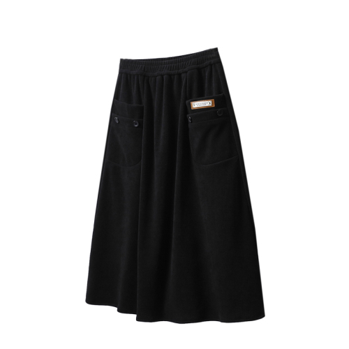 Real shot of autumn and winter large size knitted skirt women's new a-line skirt fat MM coffee color skirt high waist skirt long skirt