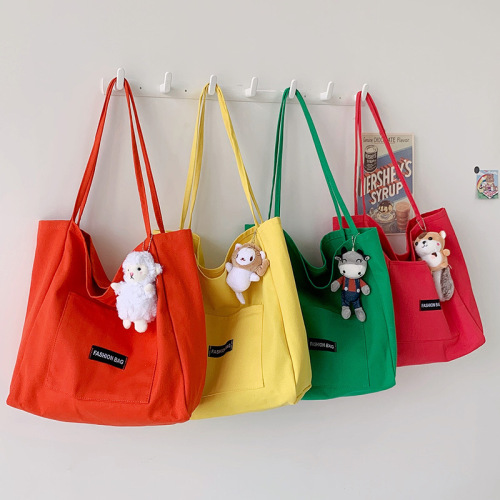 New trendy one-shoulder large-capacity Korean style versatile canvas bag student Japanese large-capacity handbag