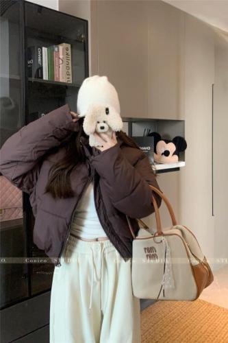 Real shot ~ short hooded cotton coat 2024 winter new thickened warm bread coat